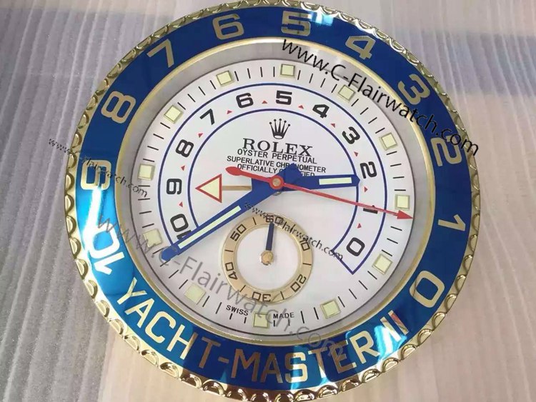 Yellow Gold Yachtmaster Rolex Wall Clock For Sale